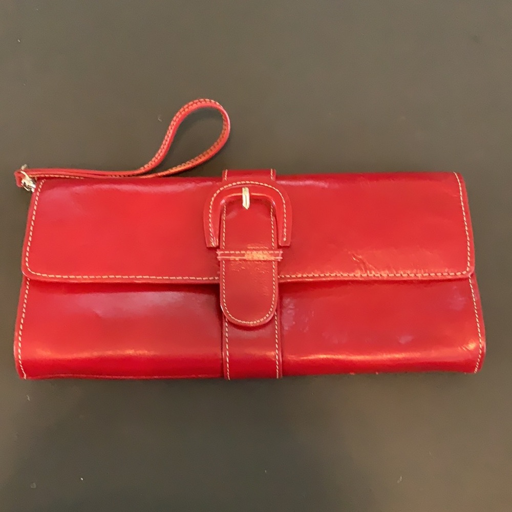 Red Genuine Leather Wristlet